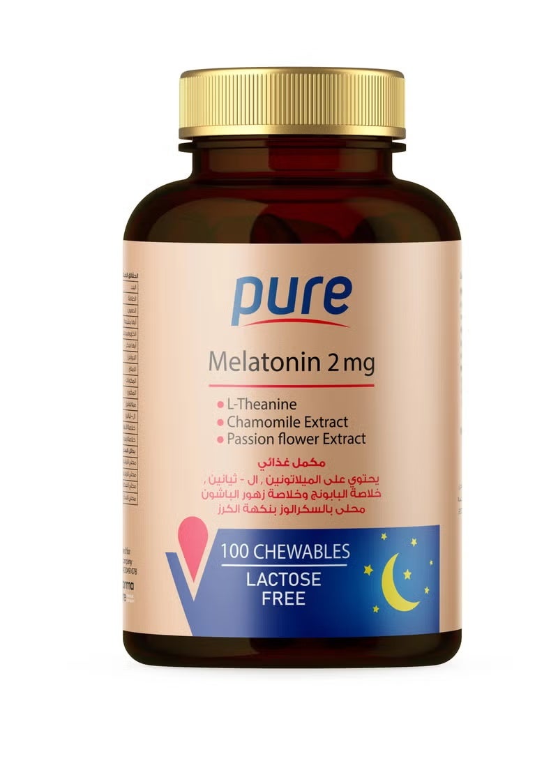 Pure Melatonin - 2 mg Chewable Tablets, 100 Tablets