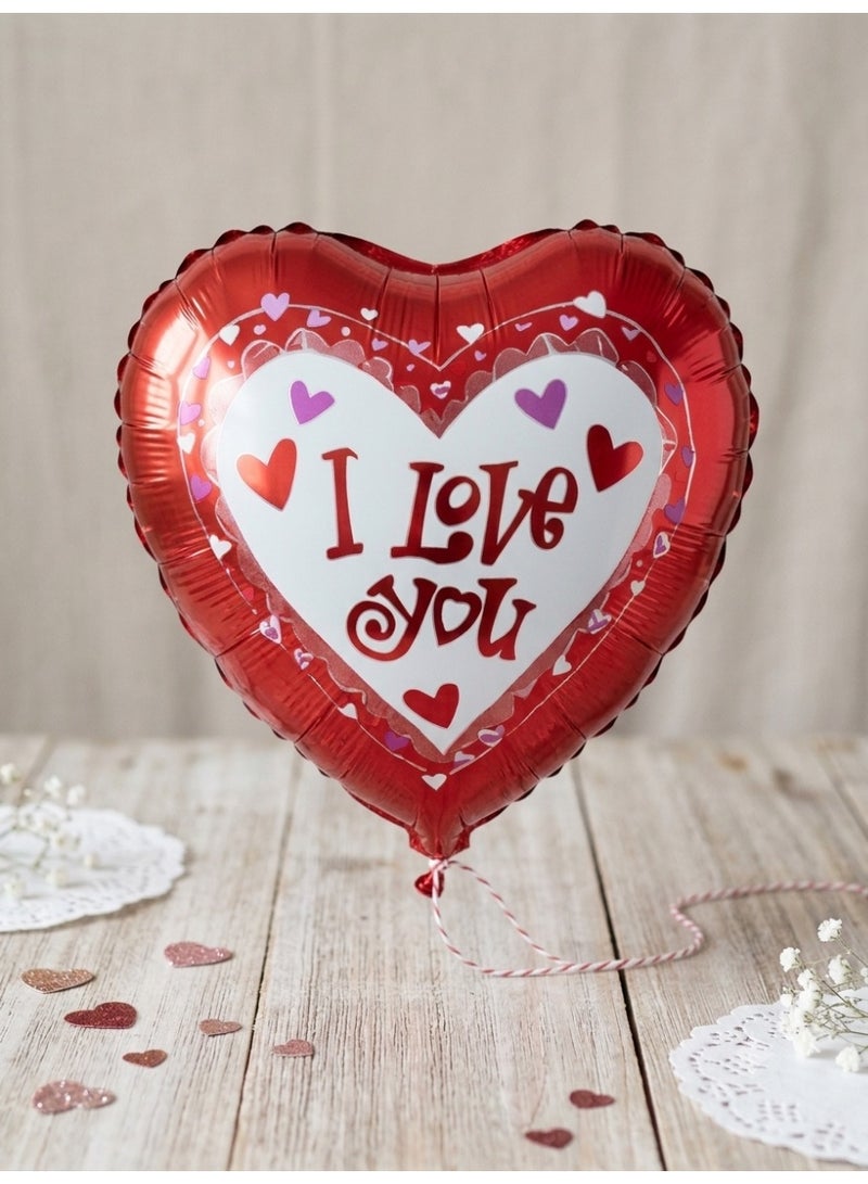 18-inch Red Heart Shaped Foil Balloon with "I Love You" Message - Image 2