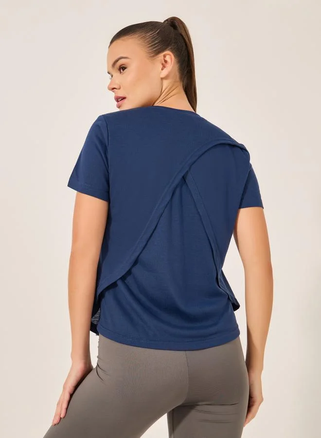 Styli Active Wrap Detail Short Sleeve Top