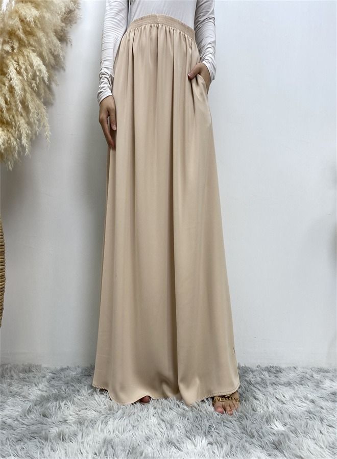 Loquat Robe Nida Solid Two-Piece Set Abaya Light Beige  - Image 4
