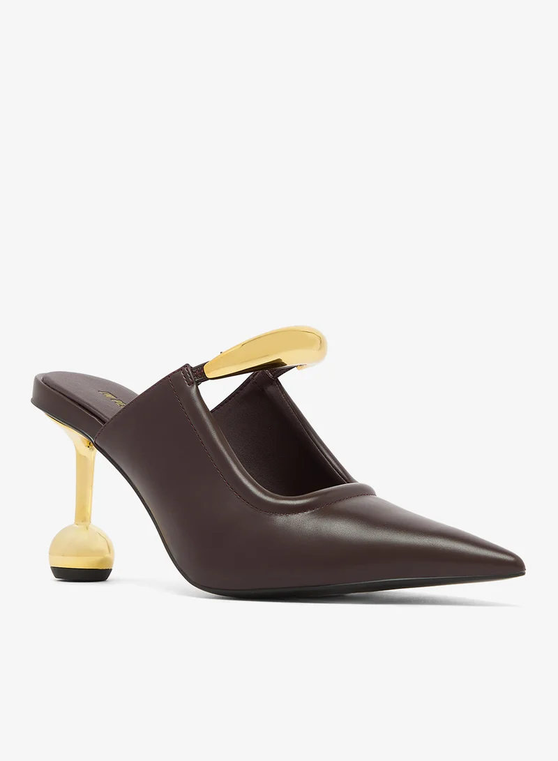 Jw Pei Deep Burgundy Sofia Metal Accent Sphere Heels for Women | Best Price UAE