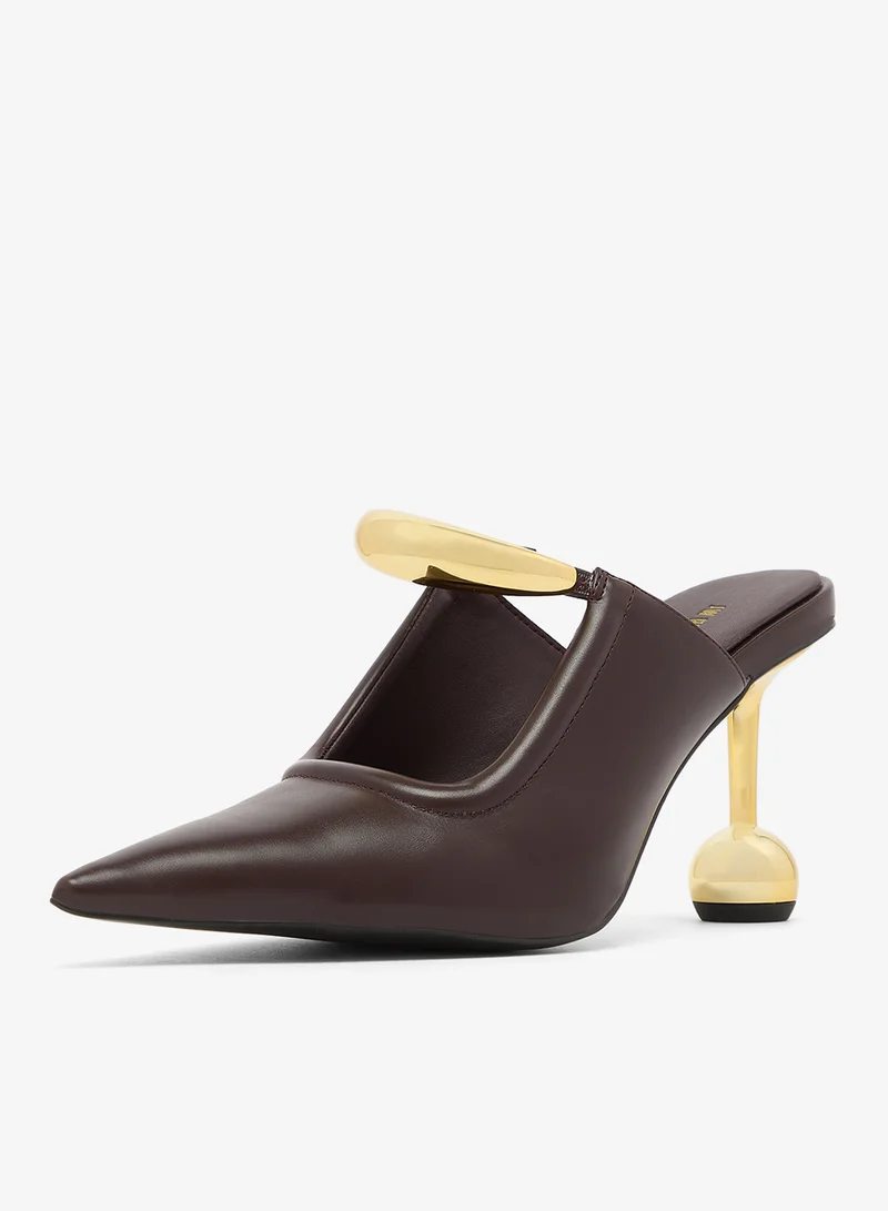 Jw Pei Deep Burgundy Sofia Metal Accent Sphere Heels for Women | Best Price UAE