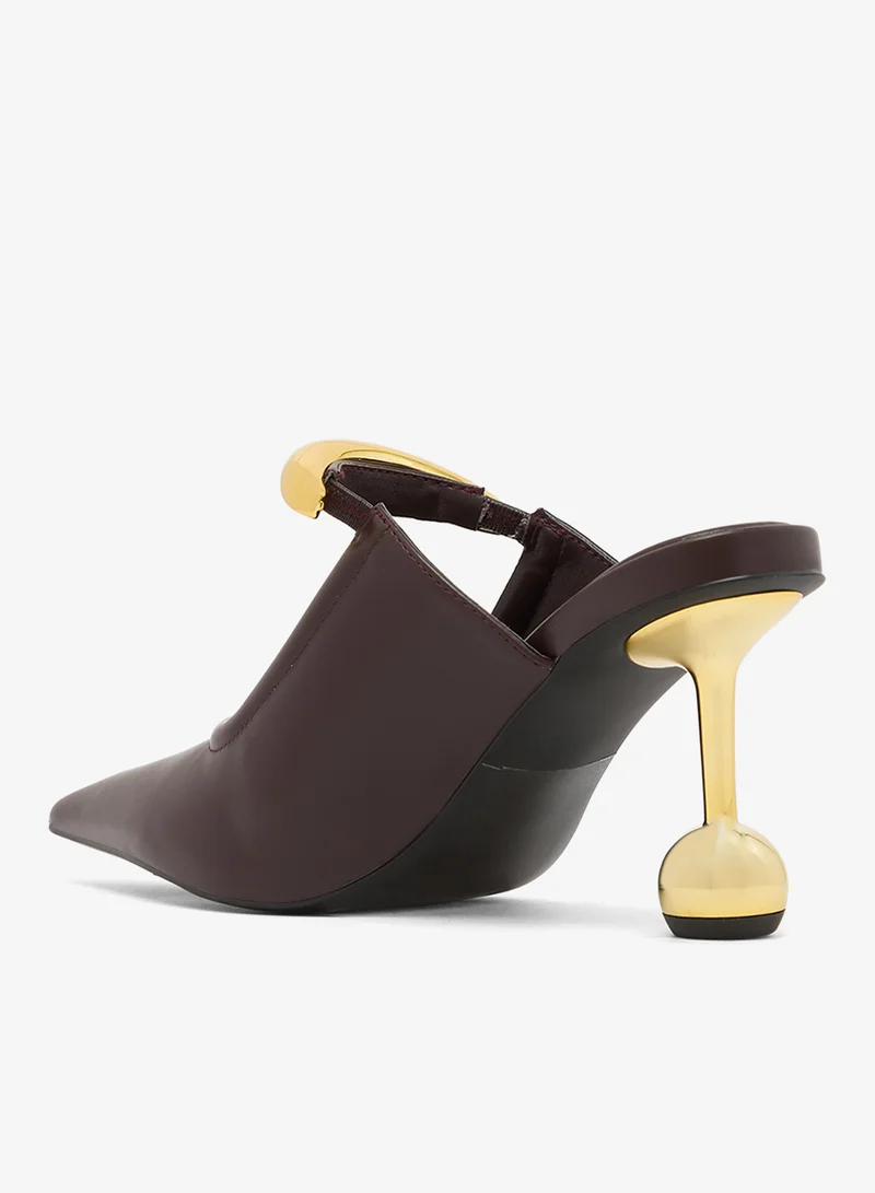 Jw Pei Deep Burgundy Sofia Metal Accent Sphere Heels for Women | Best Price UAE