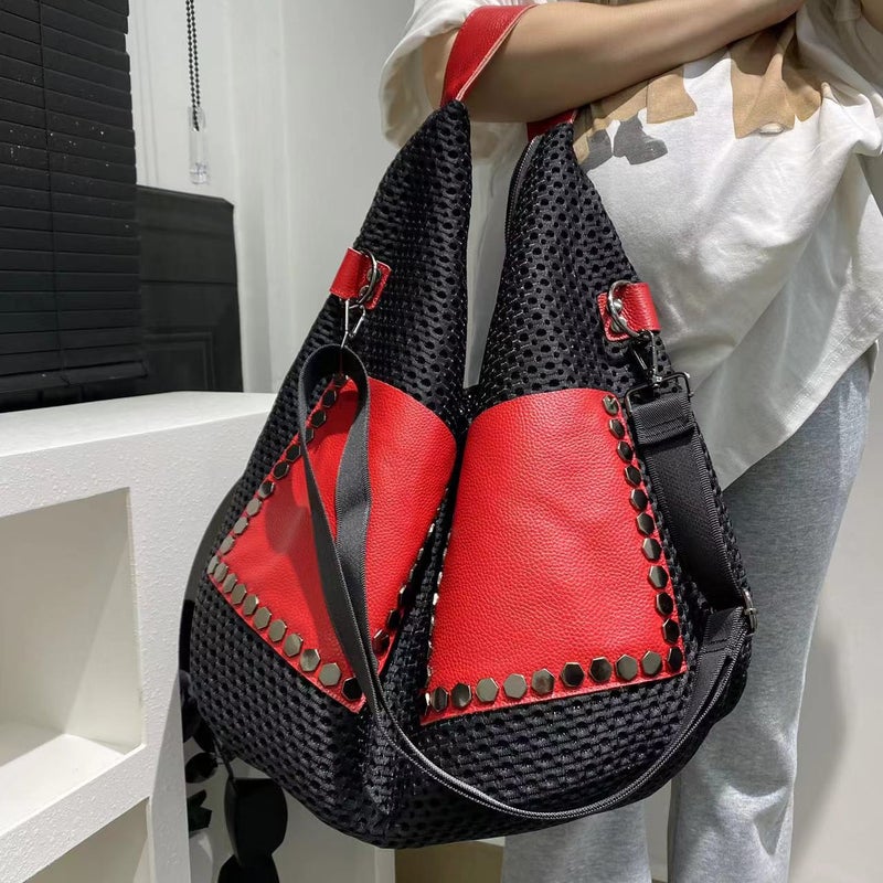 Women'S Fashion Vintage Contrast Color Tote Bag Large Capacity Commuting Shoulder Hand Bag - Image 5