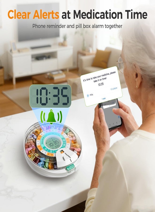 Betife Automatic Pill Dispenser,28-Day Smart Bluetooth Pill Box, App Support Automatic Pill Case with 6 Alarms & Light Reminder, Monthly Timer Dispenser,Electronic Medication Management for Seniors - Image 4