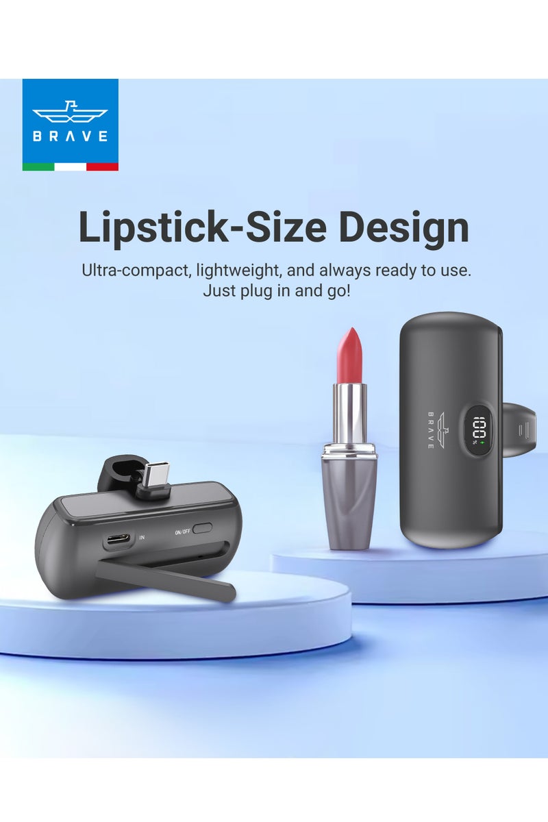 Brave Mini Power Bank for iPhone 16/15 with LED Display and Foldable Stand – 5000mAh Battery with 20W Fast Charging – Built-in USB-C Port and Dual Type-C Ports – Ultra-Compact Portable Charger Compatible with iPad, Samsung Galaxy S25/S24 Series, Google Pixel 9/8, and Other USB-C Devices for Travel and Daily Use - Image 4