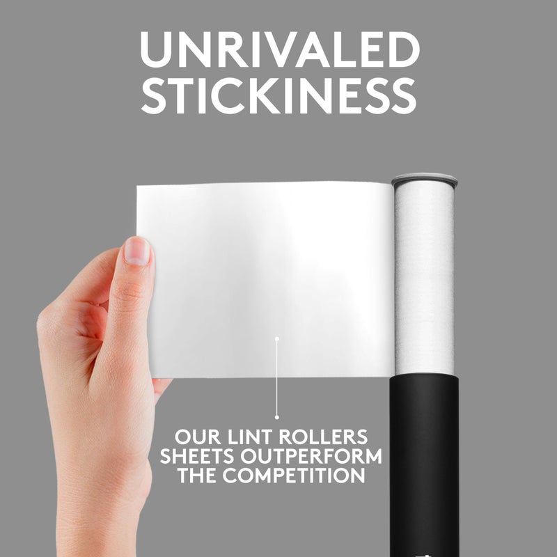 Flint Classic Black Retractable Mini Lint Roller with 90 Extra Sticky Sheets, Small and Portable Lint Roller, Ideal Pet Hair Remover Lint Roller, Travel Lint Roller, and Lint Roller for Clothes - Image 3