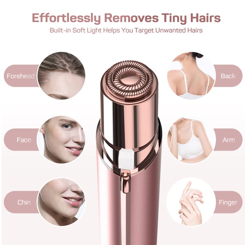 جوريلاتكس إزالة شعر الوجه للنساء، مزيل شعر الوجه الكهربائي غير المؤلم والقابل لإعادة الشحن للوجه والشفاه والذقن مع رأسين بديلين - Image 2