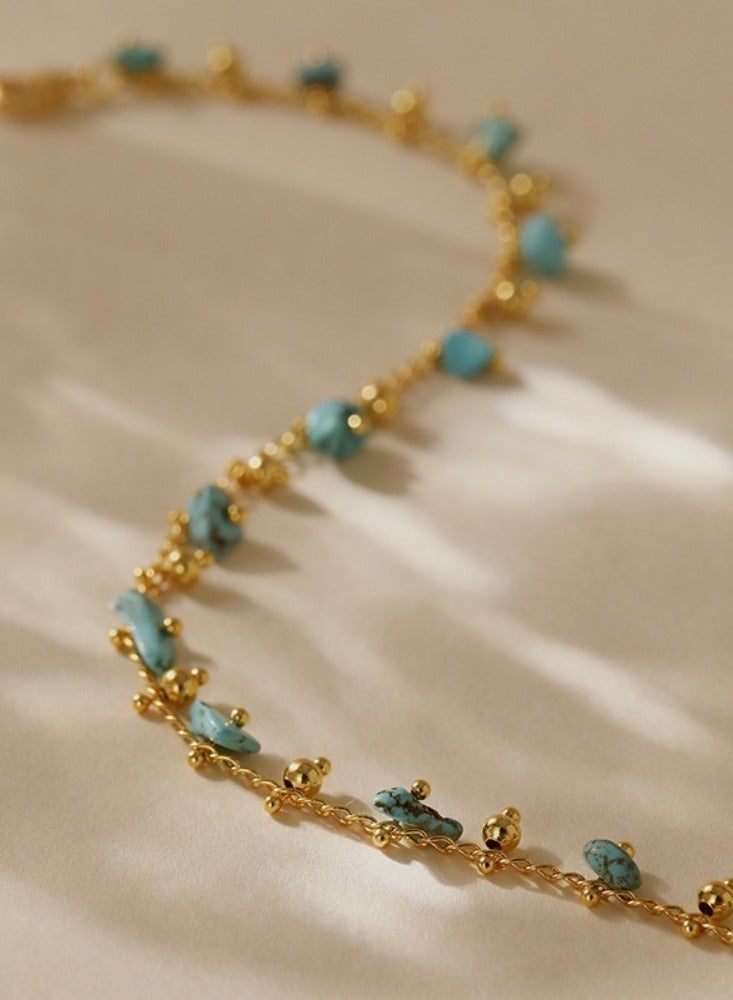 خلخال أنيق عرقي بلون تركواز وسبائك نحاس 18 قيراط - Image 4