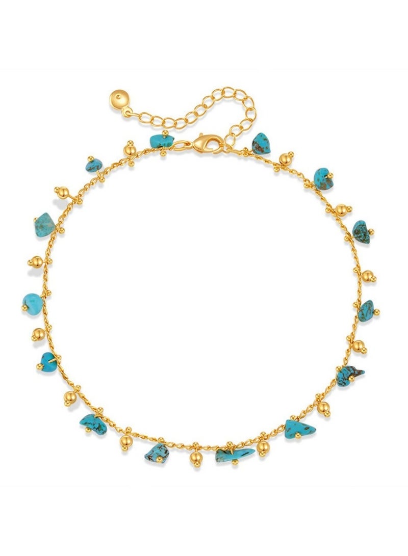 خلخال أنيق عرقي بلون تركواز وسبائك نحاس 18 قيراط - Image 5