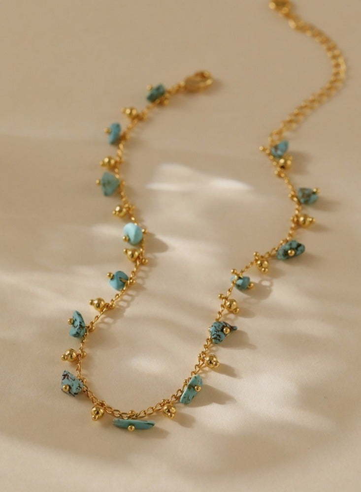 خلخال أنيق عرقي بلون تركواز وسبائك نحاس 18 قيراط - Image 3