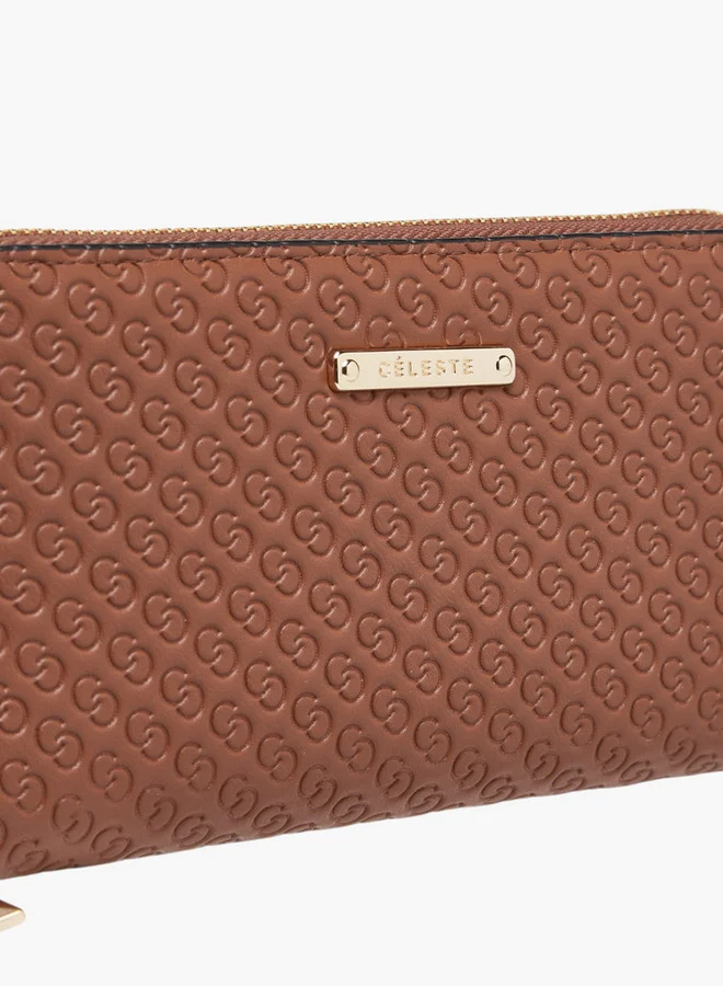 Celeste Monogram Embossed Zip Around Wallet