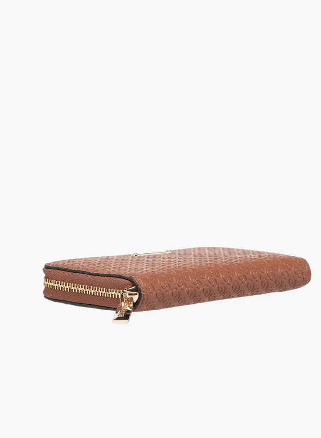 Celeste Monogram Embossed Zip Around Wallet