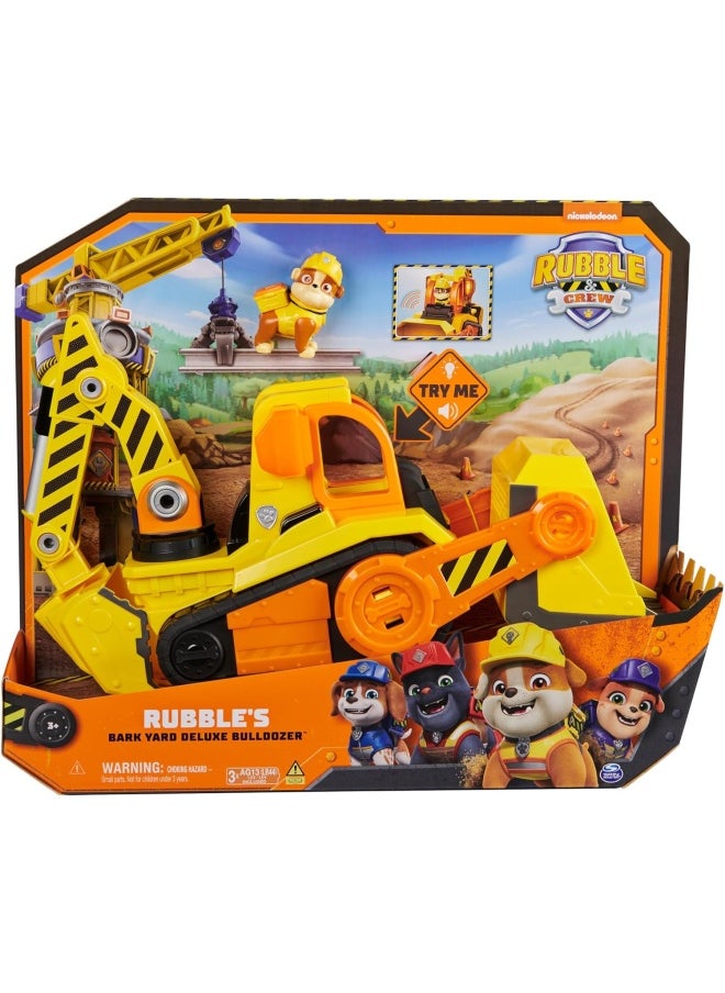 PAW PATROL - PAW Patrol Rubble & Crew Rubble’s Bark Yard Deluxe Bulldozer Vehicle - Image 1