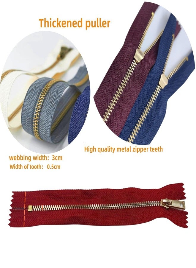 Wonesifee Metal Zippers 10pcs #3 Close-end Non-Separating Zippers Golden Plated Bulk 10Colosr for Sewing Purses Bags Jackets Pockets Handbags DIY 20cm/8" 8inch - Image 2