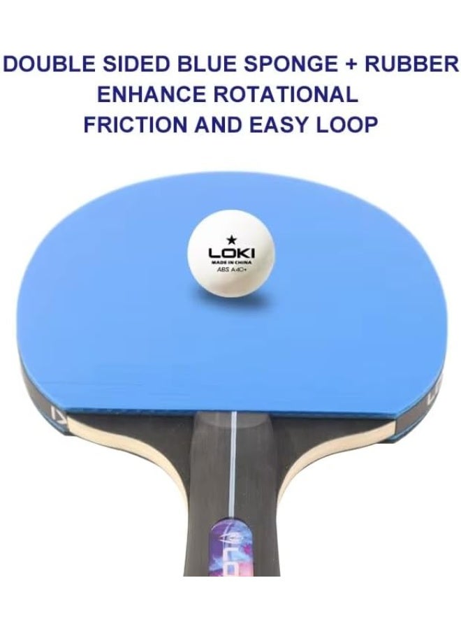 Kirin 5000 Table Tennis Racket Set - 2 Professional Speed ​​Spin & Fast Attack Rackets (Forehand & Backhand) with RXTON1 Rubber, Double-Sided Blue Sponge, Storage Bag and 2 Balls (For Experienced Players) - Image 4