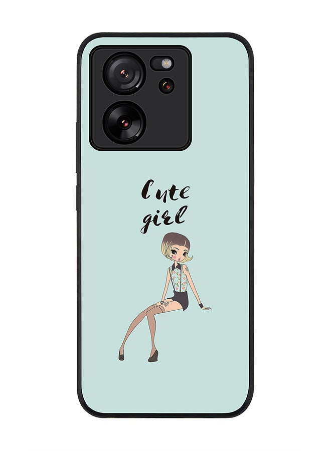 Stylizedd Rugged Black Edge case for Xiaomi 13T / Xiaomi 13T Pro, Slim fit Soft Case Flexible Rubber Edges Anti Drop TPU Gel Thin Cover - Shy Cute Girl - Image 1