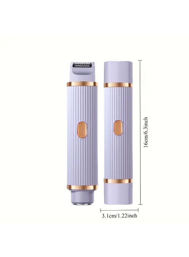 نساء 2 في 1 ماكينة تشذيب الشعر وإزالة الشعر الكهربائية قابلة للشحن عبر USB جهاز تشذيب كامل الجسم ليثيوم أيون حلاقة مضغوطة مناسبة للسفر جهاز إزالة الشعر لون بنفسجي - Image 4