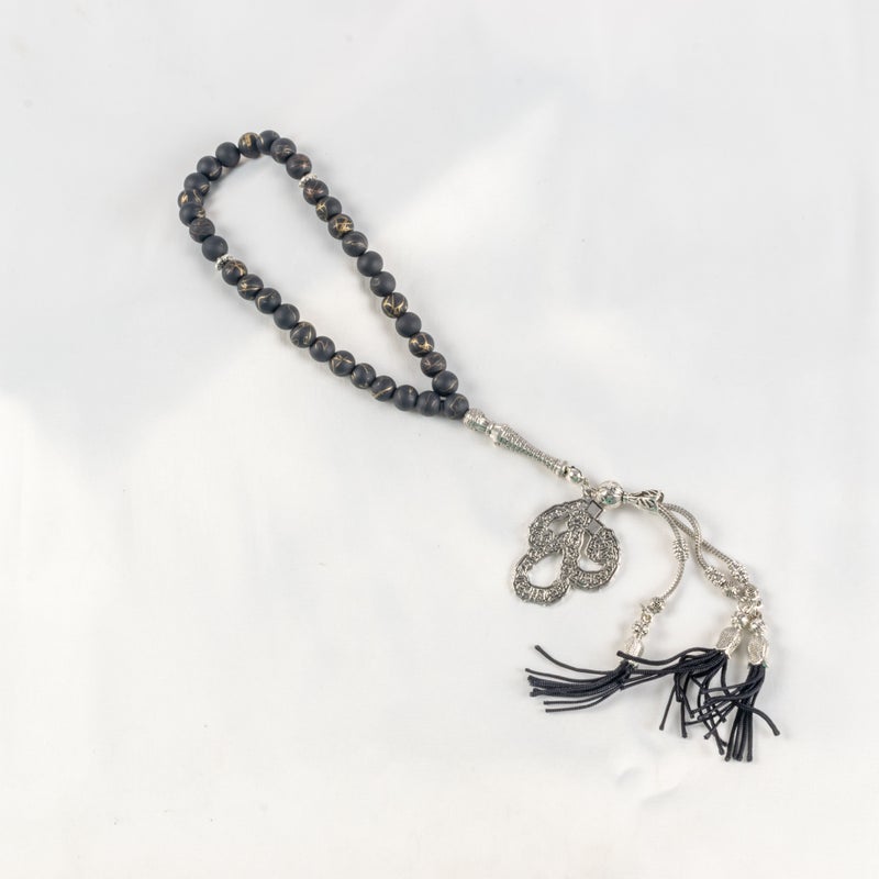 سبحة من حجر المرمر الأسود المدهب  من 33 حبة - Image 1