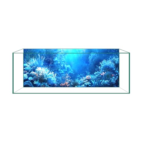 CICK SEED Aquarium Background Fish Tank Background Ultra HD Static Cling No Tape No Residue Vibrant Underwater Scenery for Stunning Aquarium Decorations Blue Ocean Theme 118 X 236 Inches - Image 1