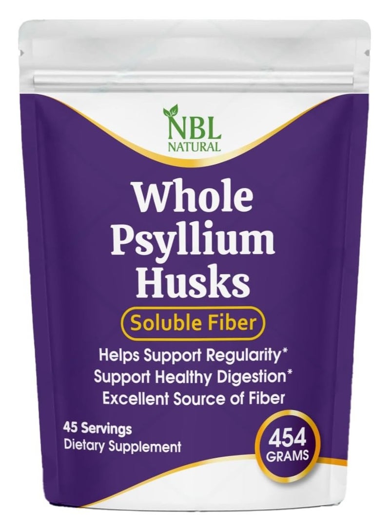 أن بي أل ناتشورال Whole Psyllium Husks  454g Natural  Soluble Fiber Supplement Supports Regularity & Digestive Wellness  45 Servings - Image 1