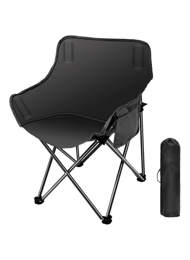 Hihonor - Folding Moon Chair, Lightweight Camping Chairs with Side Pocket and Carry Bag for Adult Hiking, Fishing, Beach, Camping, Black - Image 1