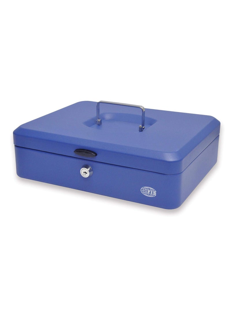 FIS Cash Box and jewelries safe Steel Blue with Key Lock, size : 30 x 24 x 9 cm, 12in, FSCPTS0X10B - Image 1