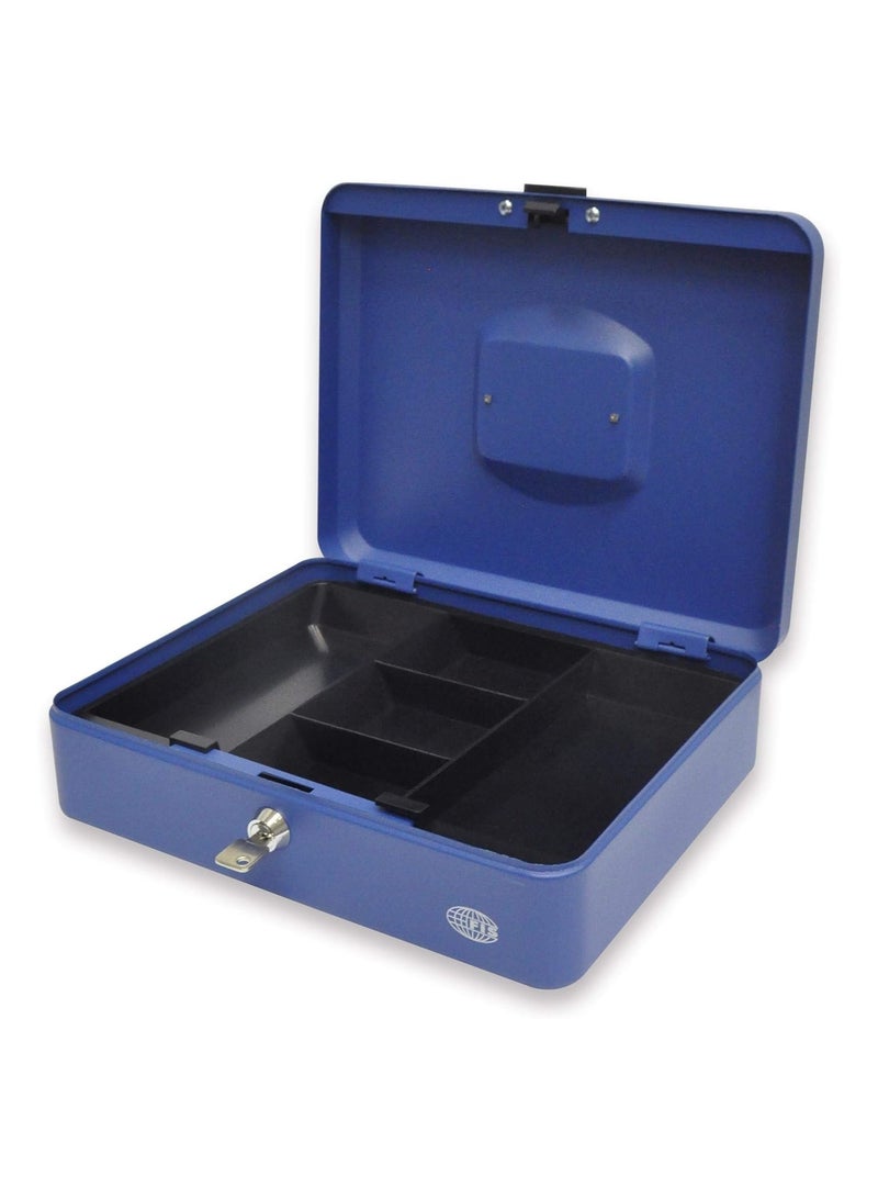 FIS Cash Box and jewelries safe Steel Blue with Key Lock, size : 30 x 24 x 9 cm, 12in, FSCPTS0X10B - Image 2