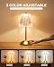 Nusogon 2 Pack Cordless Crystal Table Lamps Premium Rechargeable Touch Lamps with 3 Color Dimmable Lighting for Bedroom Nightstand Restaurant Home Decor Gold - Image 2