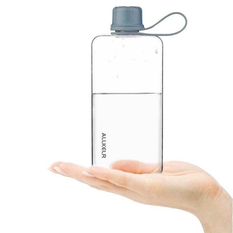ALLKELR Portable Flat Water Bottle,BPA Free Reusable Tritan Plastic Travel Water Bottle Cup,Lightweight Leakproof Slim Water Bottles Fits Purse,Backpacking,Hiking (Blue, 13.5 oz) - Image 2