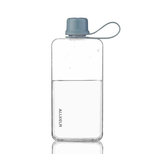 ALLKELR Portable Flat Water Bottle,BPA Free Reusable Tritan Plastic Travel Water Bottle Cup,Lightweight Leakproof Slim Water Bottles Fits Purse,Backpacking,Hiking (Blue, 13.5 oz) - Image 1