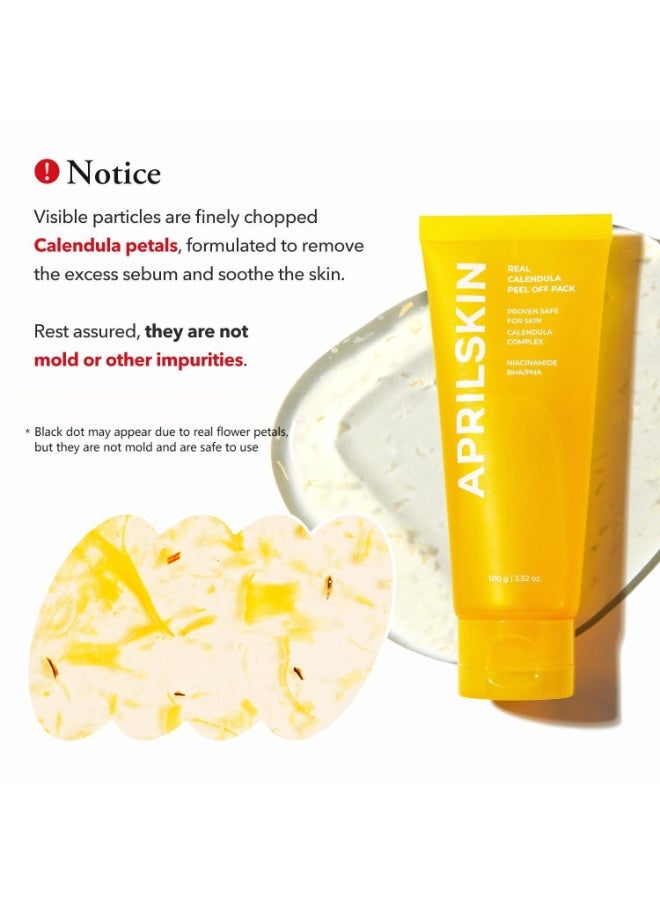 APRILSKIN Calendula Peel-Off Facial Mask – Pore-Minimizing with Niacinamide, BHA  PHA ，Vegan, Blackhead Remover, Exfoliating  Deep Cleansing 100g - Image 3