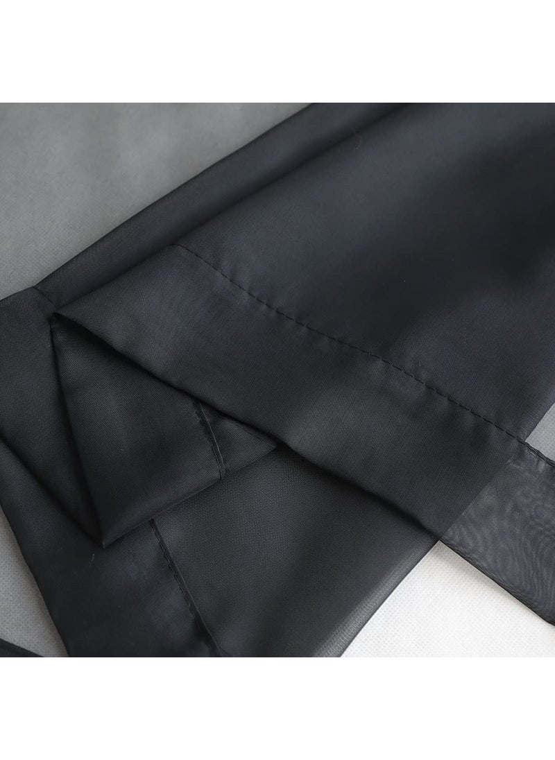 L&TEC Window Black Sheer Curtains 48 Inches Width 45 Inches Long 2 Panels Sheer Curtains Clear Curtains Basic Rod Pocket Panel for Home Living Room Bedroom Kids Room Yard Patio Parlor Sliding  - Image 5