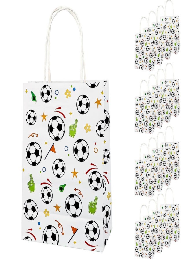 Pinsit 16PCS Soccer Favor Paper Bags, Soccer Goodie Bags, Soccer Bag for Snacks with Handles Treat Candy Bag for Kids Adults Party Supplies(Special White-04) - Image 1