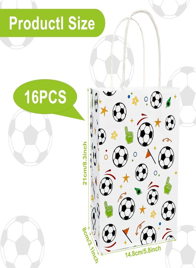 Pinsit 16PCS Soccer Favor Paper Bags, Soccer Goodie Bags, Soccer Bag for Snacks with Handles Treat Candy Bag for Kids Adults Party Supplies(Special White-04) - Image 2