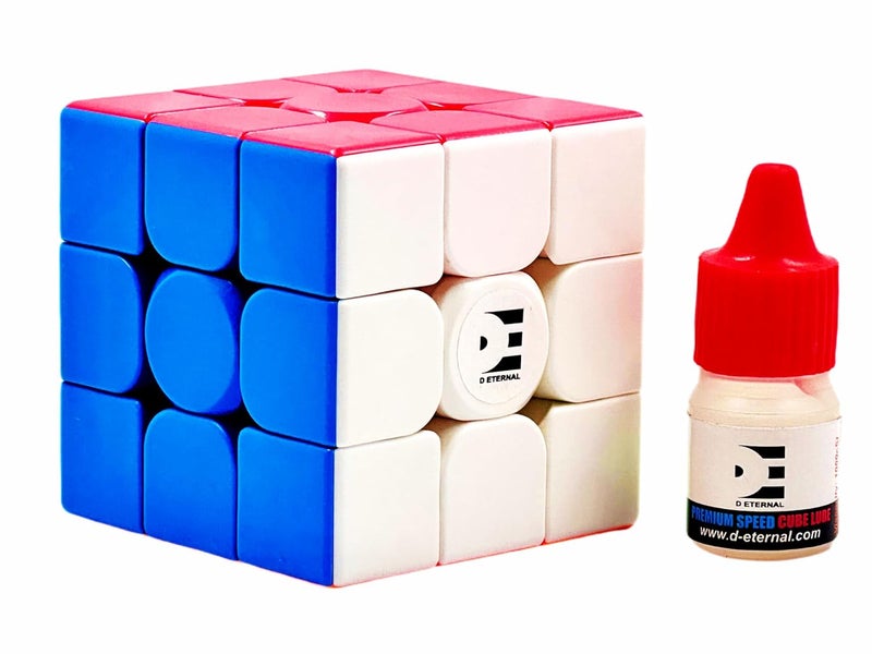 D ETERNAL مكعب 3x3 سريع الحركة بدون ملصقات ولعبة مكعب 3x3 مع مجموعة زيت التشحيم (3x3+زيت)  - Image 1
