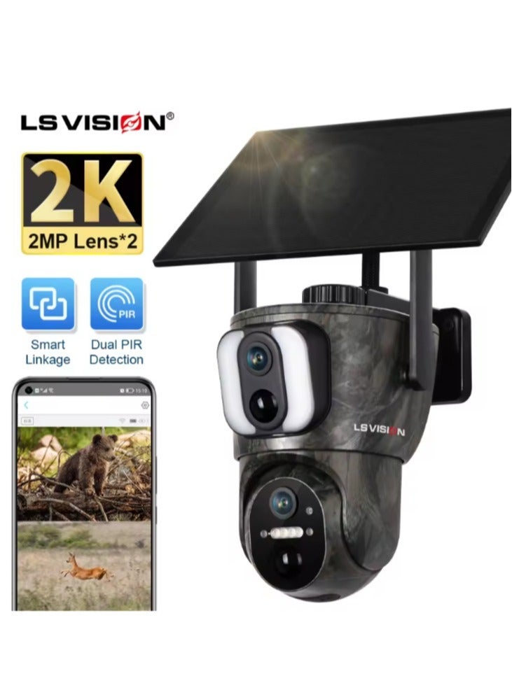 ارواق كاميرا تعمل بالطاقة الشمسية لمراقبة الواي فاي 4G مراقبة الهاتف المحمول اللاسلكية رؤية ليلية كاميرا تمويه عالية الدقة - Image 1