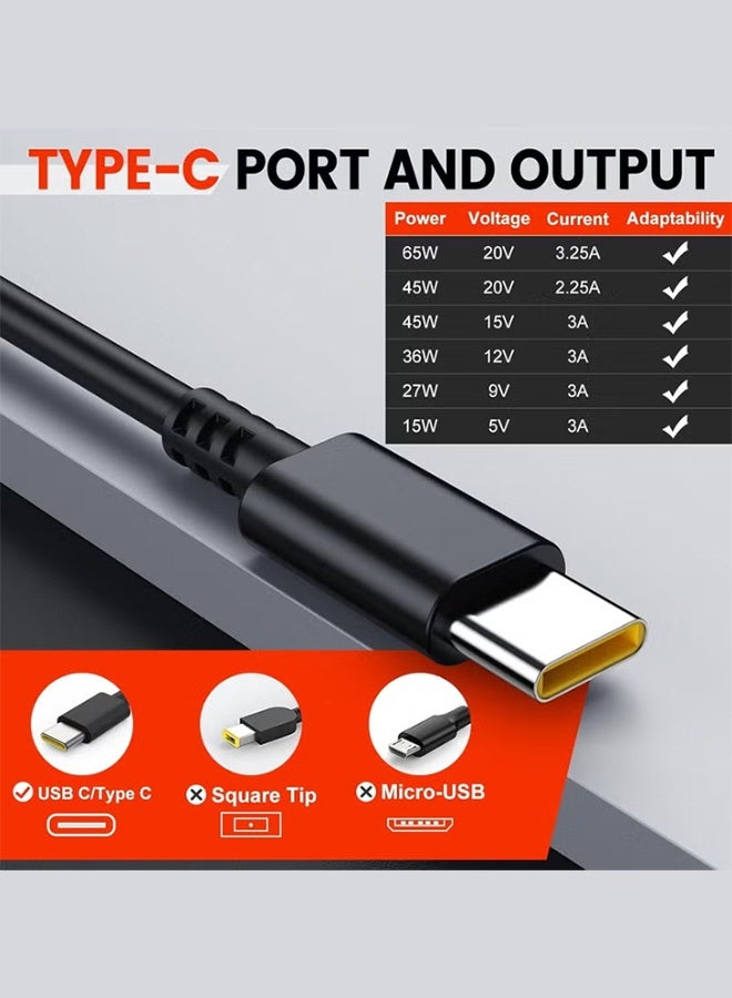 PCOMORE 65W USB-C Laptop Charger AC Adapter Compatible with Lenovo ThinkPad T14 T15 X13 X280 X390 Yoga C330 Dell HP Samsung Chromebook | Fast Charging Power Supply with Overcurrent & Overvoltage Protection - Image 5