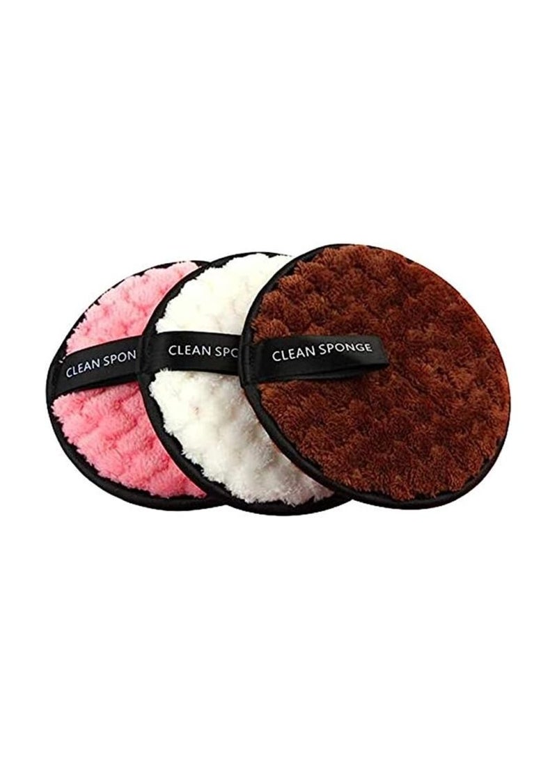 Makeup Remover Cloth 3 Pieces Reusable Washable Facial Cleansing Puff Chemical Free Double Sided Soft Microfibre Removal Pads  Immediately with Just Water - Image 1