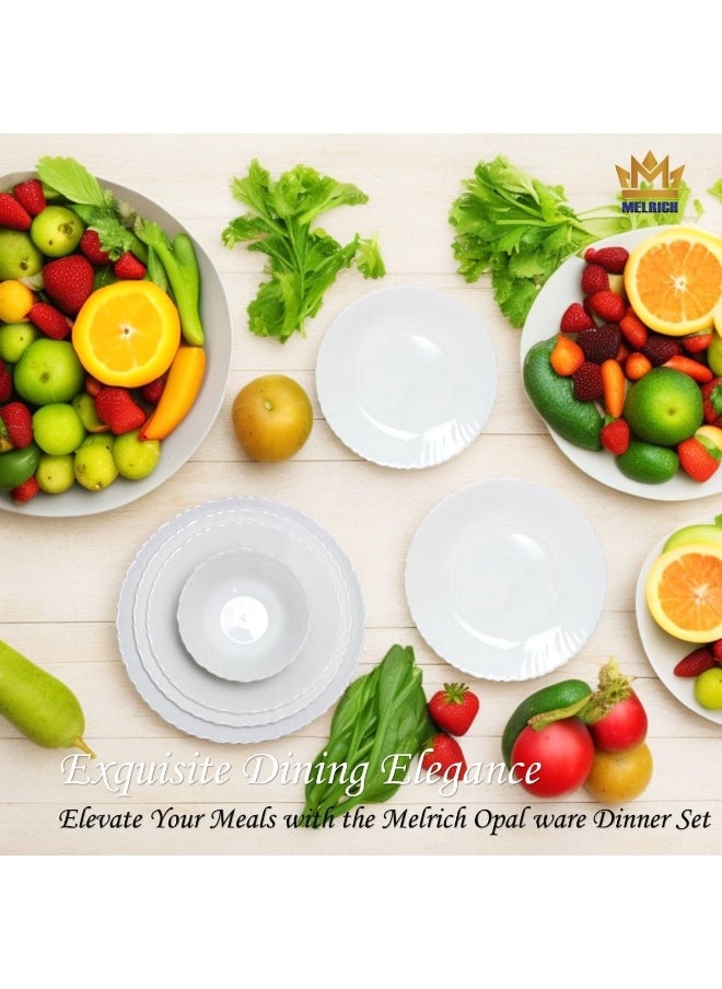 Melrich - Melrich 20 Pcs Opal Ware Dinner Set Dishwasher Safe Microwave Safe BPA Free 6 Dinner Plate, 6 Dessert Plate, 6 Soup Plate, 2 Bowl - Image 1