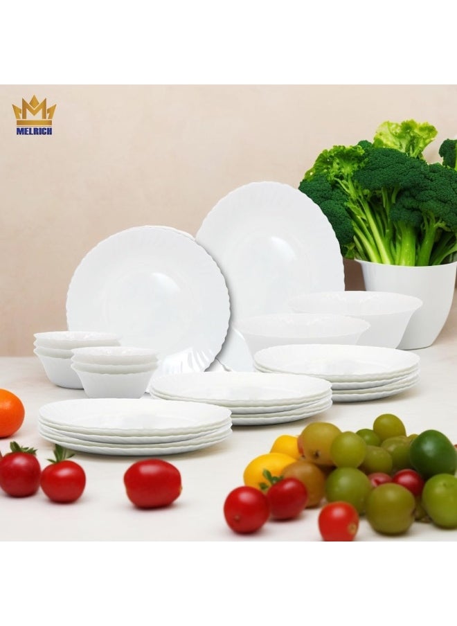 Melrich - Melrich 20 Pcs Opal Ware Dinner Set Dishwasher Safe Microwave Safe BPA Free 6 Dinner Plate, 6 Dessert Plate, 6 Soup Plate, 2 Bowl - Image 1