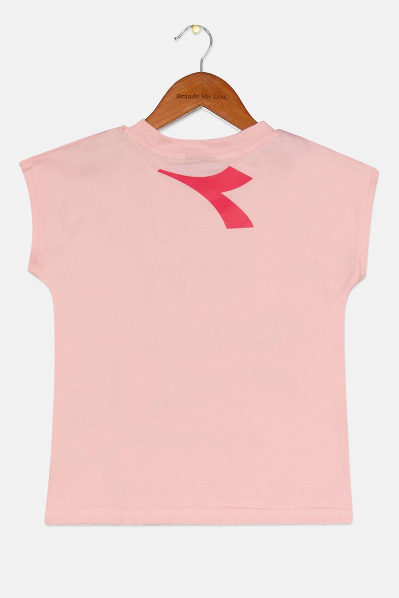 DIADORA Kids Girl Crew Neck Short Sleeve Graphic Print T-Shirt, Pink - Image 2