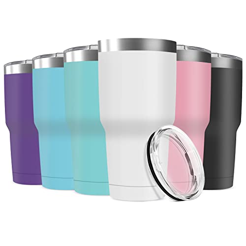 Deitybless 30oz Stainless Steel Travel Mug with Lid, 6 Pack Double Wall Vacuum Insulated Bulk Tumbler, Powder Coated Coffee Cup Suitable for Vehicle Cup Holders(Assorted Colors) - Image 1