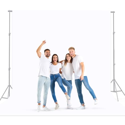 BEIYANG White 10 x 20 Ft Large Screen Backdrop for Photography, Pure White Non-Reflective Fabric Wrinkle Free Photo Background for Zoom Meeting, Game Live Steaming and Photo Studio Shooting Props - Image 1