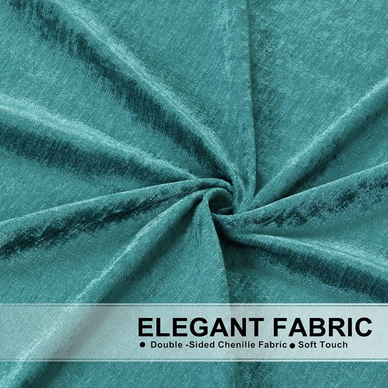 ELKCA ELKCA Thick Chenille Window Curtains Valance for Living Room Turquoise Waterfall Valance for Bedroom 1 Panel (Turquoise  W89)  - Image 4