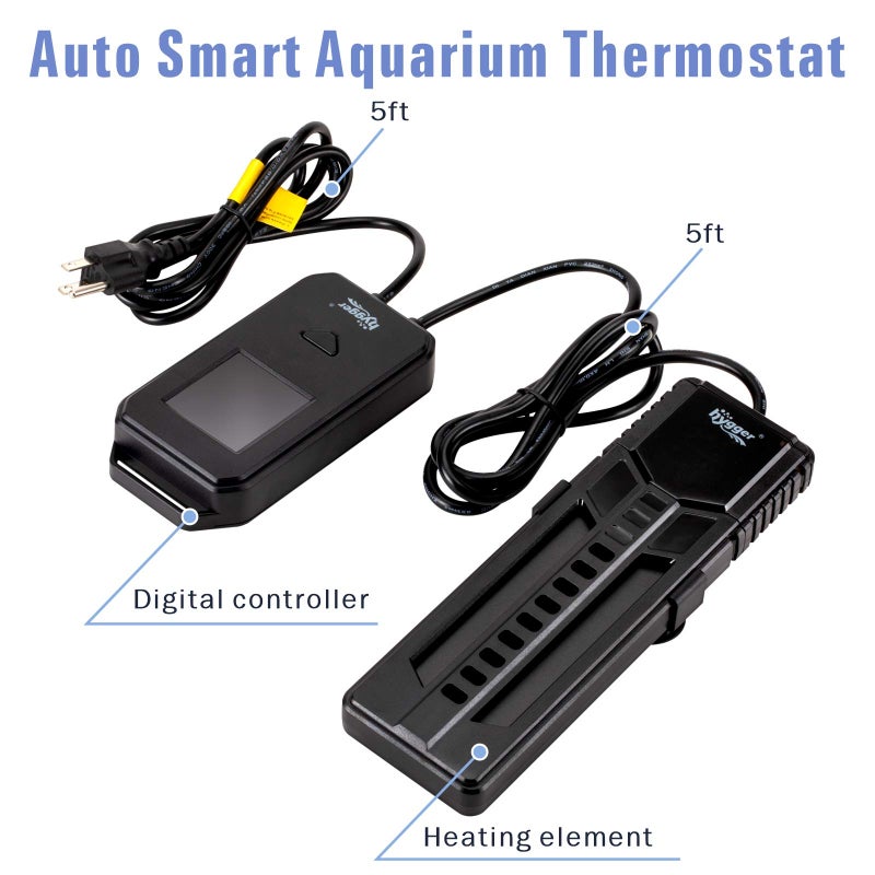 hygger 500W Metal Steel Aquarium Heater for Fresh Water, Digital Submersible Heater with Built-in Thermometer, External LCD Display Thermostat Controller, for Fish Tank 60-120 Gallon - Image 3