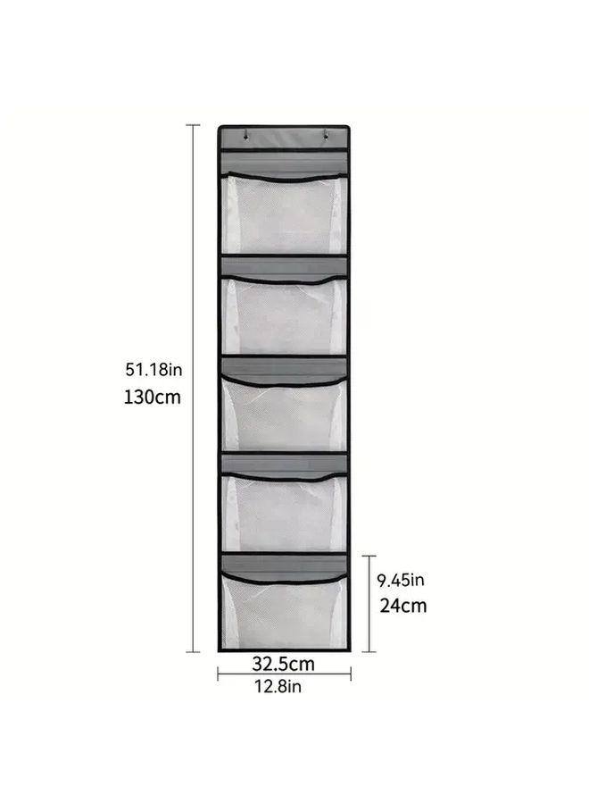 Grey Large Hanging Storage Bag With 5 Compartments For Underwear Organization - Image 3