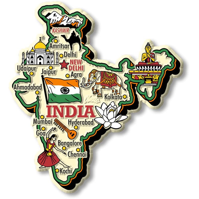 Classic Magnets India Jumbo Country Map Magnet by Classic Magnets Collectible Souvenirs and Gifts Made in The USA 