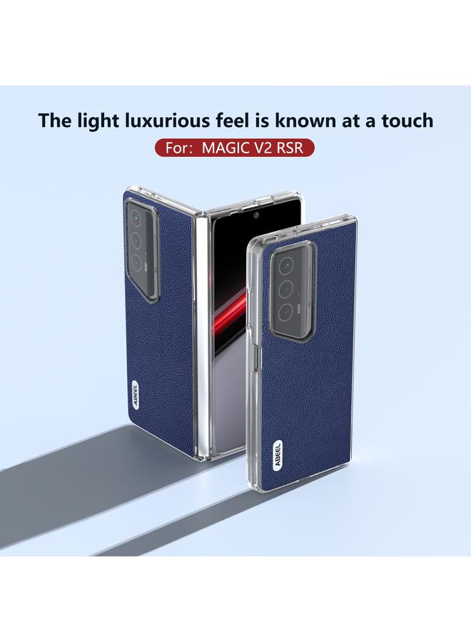 اس-توب جراب لهاتف Honor Magic V2 RSR Porsche Design ABEEL بإطار شفاف من الجلد الأصلي Mino - Image 2