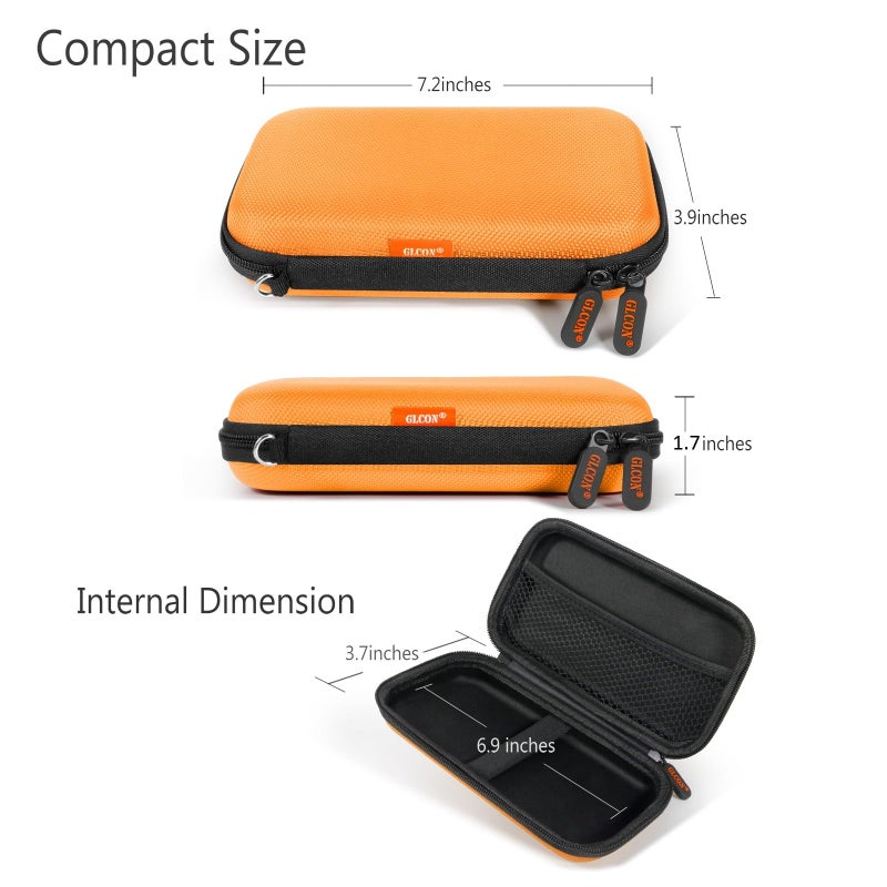 GLCON Orange Shockproof Hard EVA Carrying Case Travel Pouch for External Hard Drive, Power Bank, Cell Phone, Cable, Cord - Portable Small Electronic Accessories Organizer Storage Zipper Pouch - Image 3